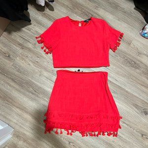 Lulu's Red Tassle Two Piece Set (Size M)